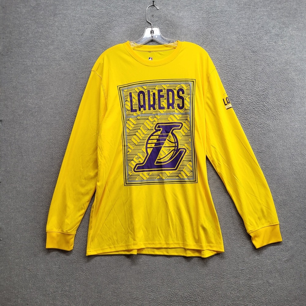 Los Angeles Lakers Men Shirt XL Yellow Logo UNK Long Sleeve Tee READ